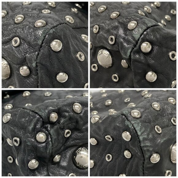 Auth PRADA - BR4344 Black Silver Leather Hardware Handbag - Picture 16 of 16